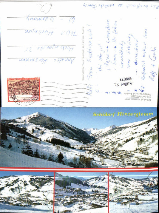 498033,Hinterglemm Totale Sessellift Zwölferkogel Mehrbildkarte Winterbild