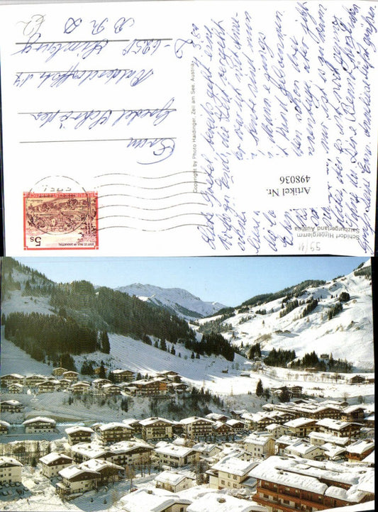 498036,Hinterglemm Teilansicht Bergkulisse Winterbild