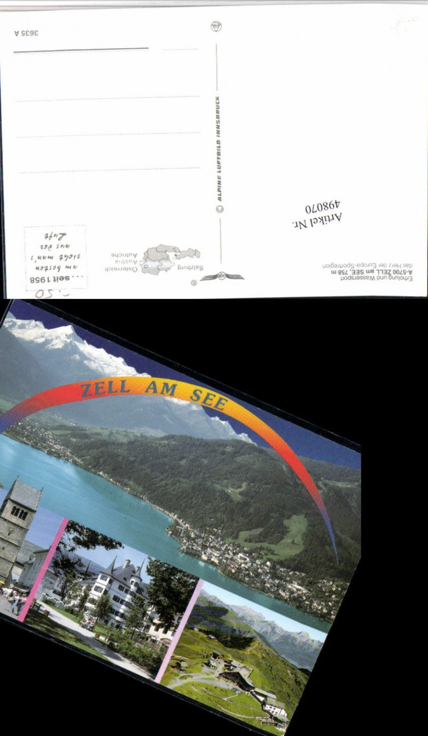 498070,Zell am See Totale Turm Mehrbildkarte pub Alpine Luftbild 3635A
