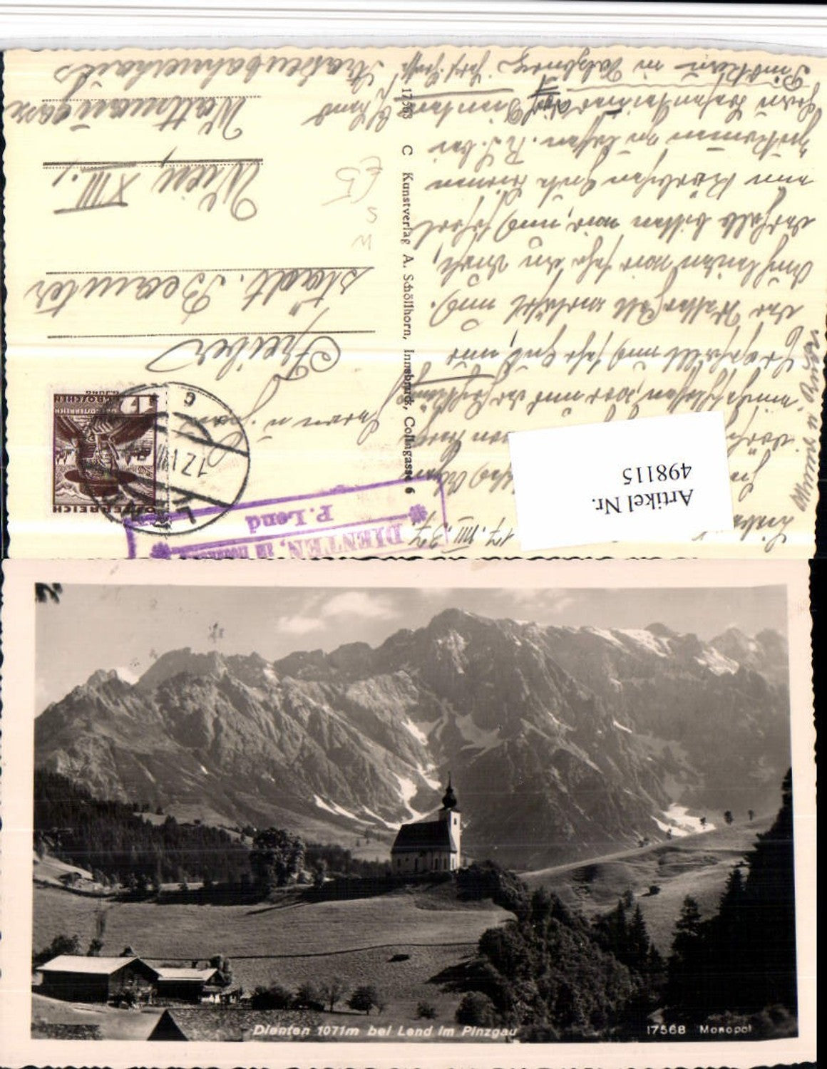 498115,Dienten b. Lend Kirche Bergkulisse Postablage