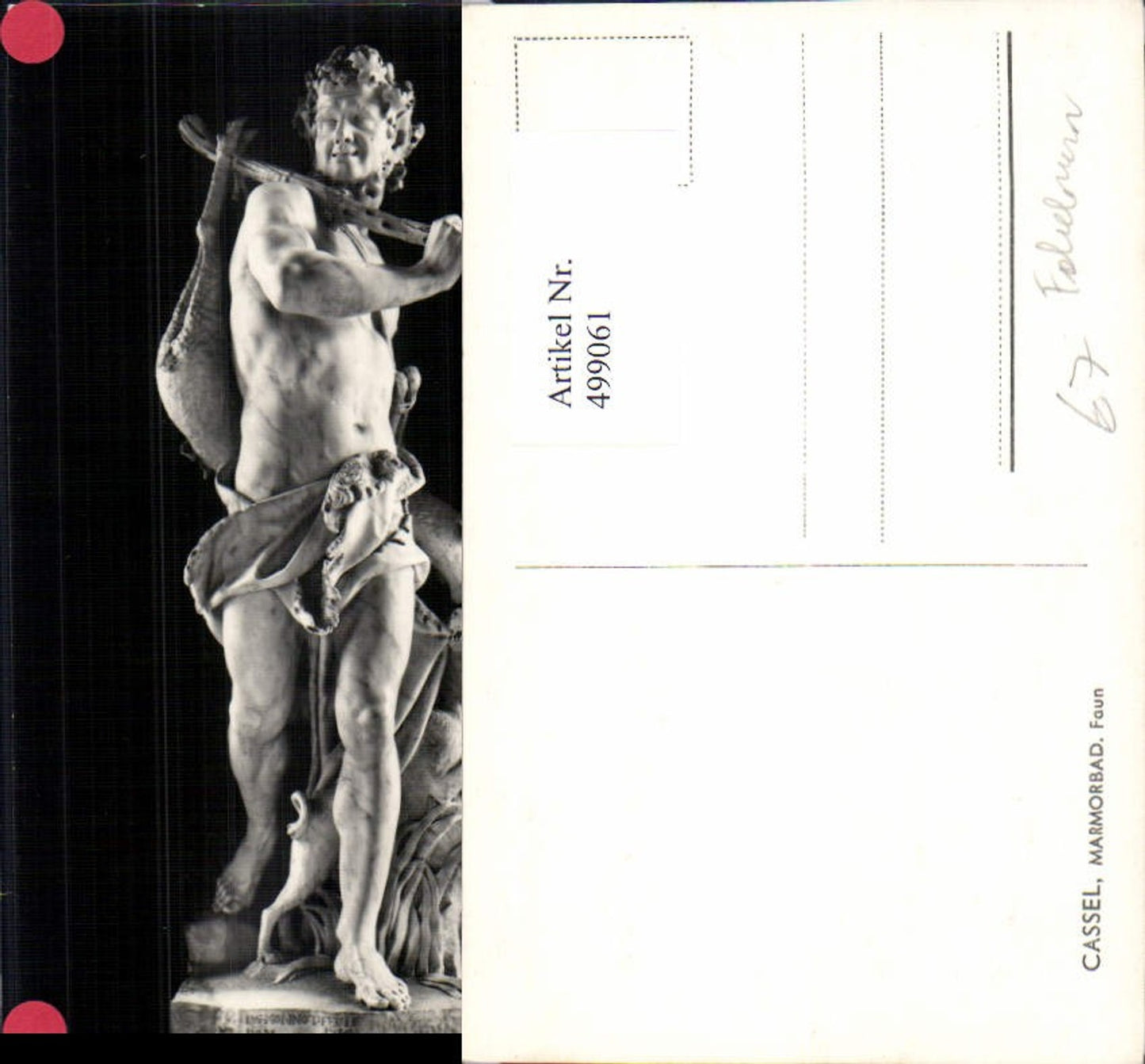 499061,Plastik Figur Skulptur Cassel Marmorbad Faun Fabelwesen Erotik