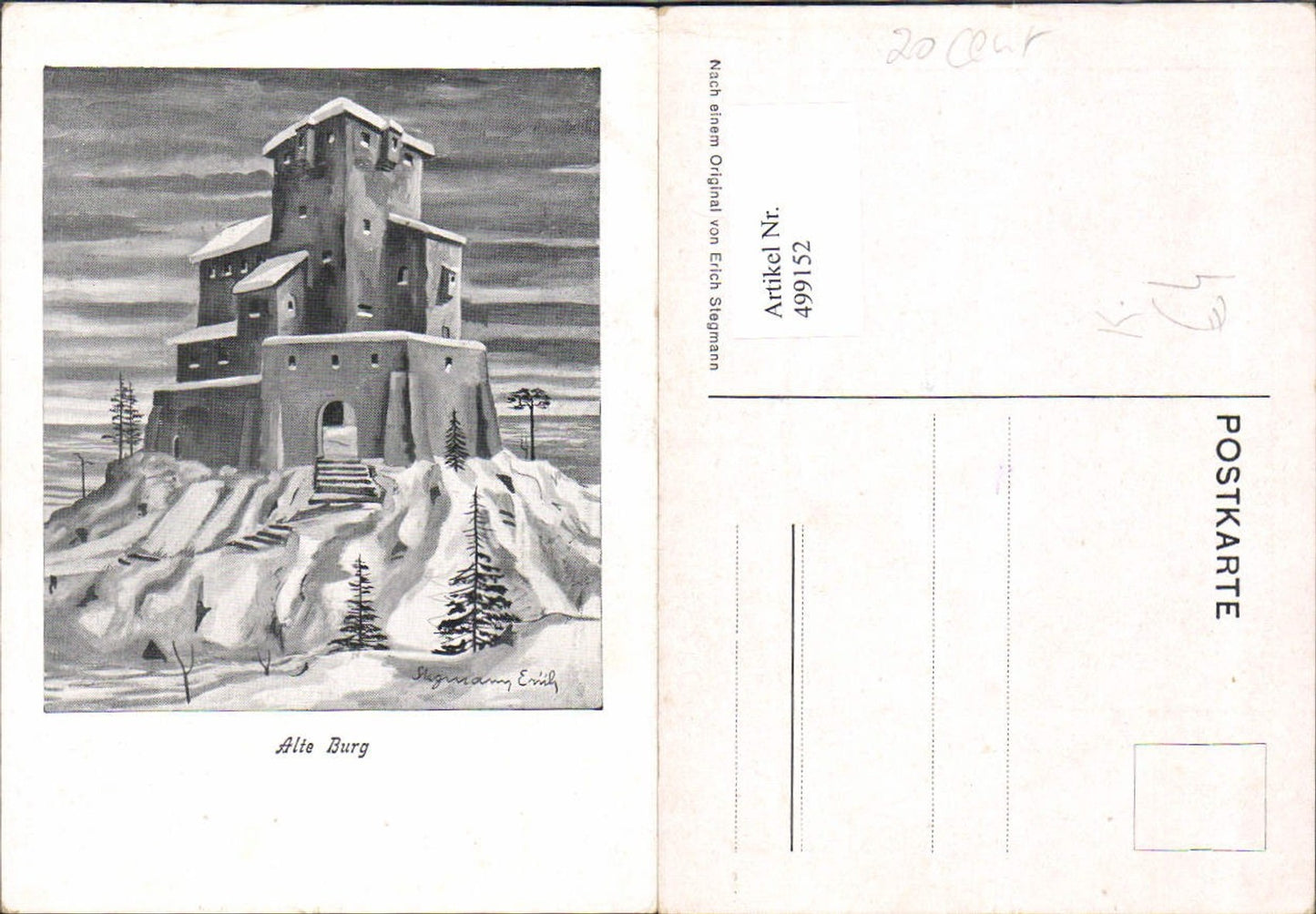 499152,Künstler Ak Erich Stegmann Alte Burg Winteransicht