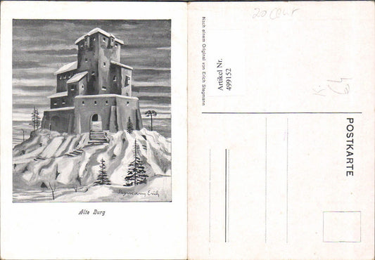 499152,Künstler Ak Erich Stegmann Alte Burg Winteransicht