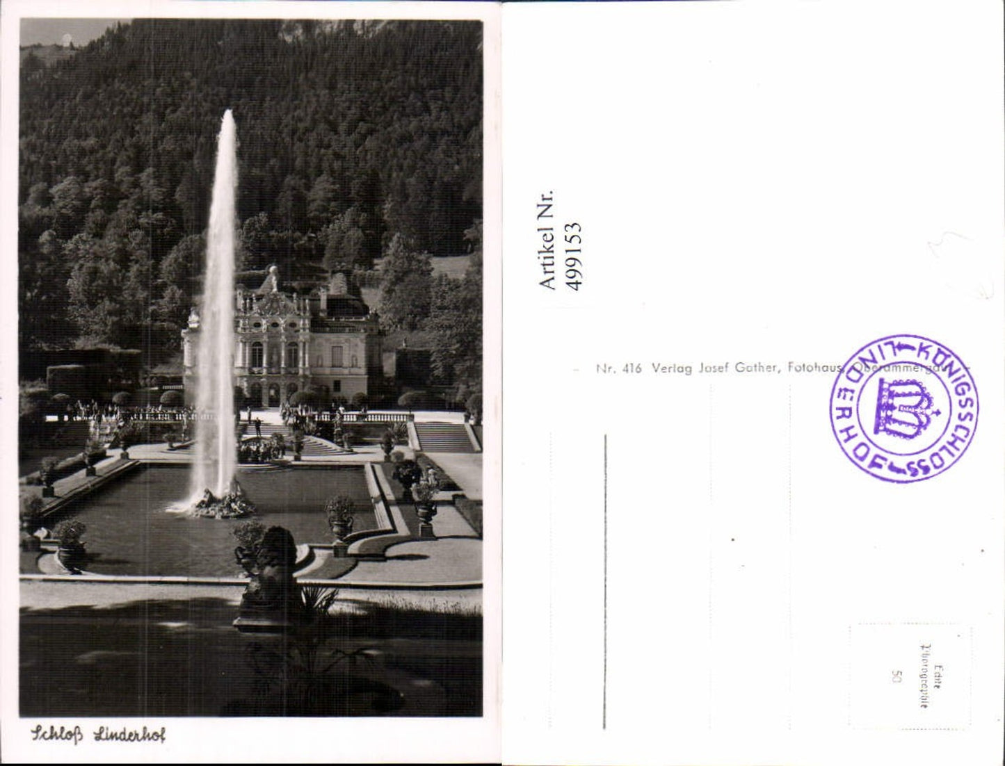 499153,Foto Ak Schloss Linderhof Ettal