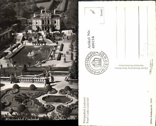 499154,Foto Ak Schloss Königsschloss Linderhof Ettal pub Huber 10418