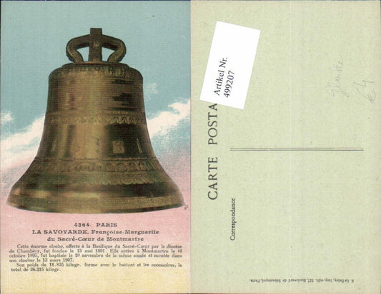 499207,Paris La Savoyarde Francoise-Marguerite du Sacre-Coeur Montmartre Kirche Glocke