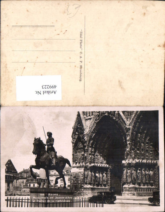 499223,Reims Monument de Jeanne de Arc Statue Monument Portail de la Cathedrale