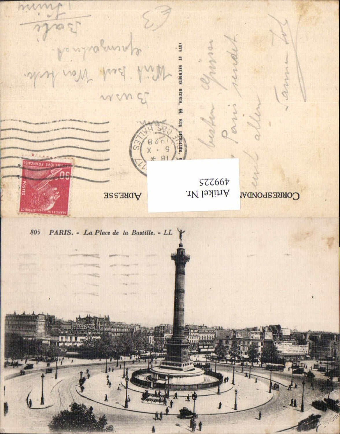 499225,Paris La Place de la Bastille Monument