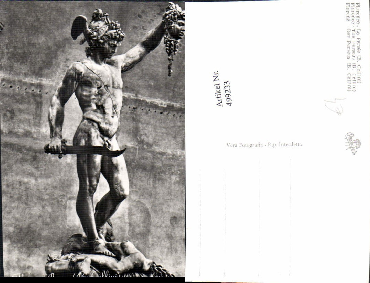 499233,Firenze Florenz Perseo B. Cellini Perseus Mann m. Kopf Tod Mord Statue Monument
