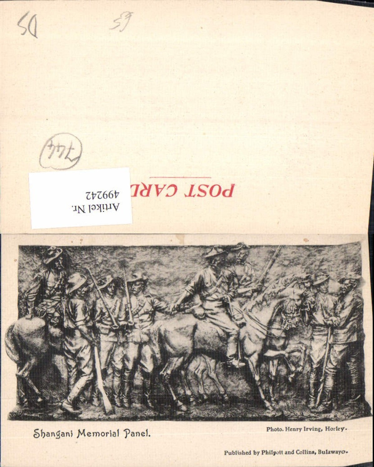 499242,Plastik Figur Skulptur Shangani Memorial Panel Reiter Soldaten