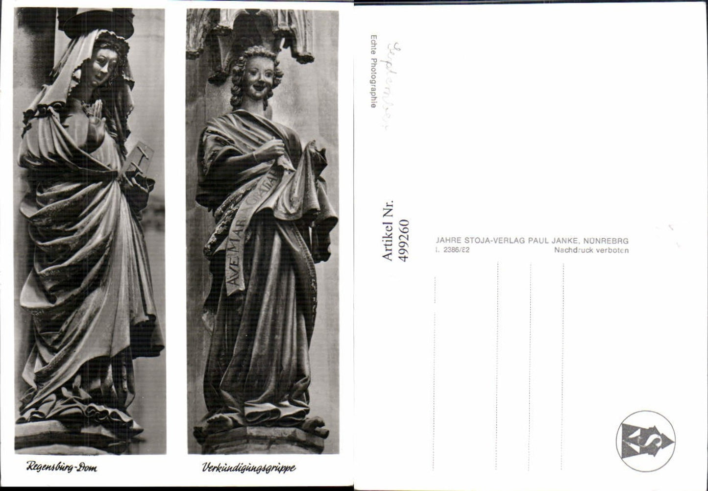 499260,Foto Ak Plastik Figur Skulptur Regensburg Dom Verkündigungsgruppe
