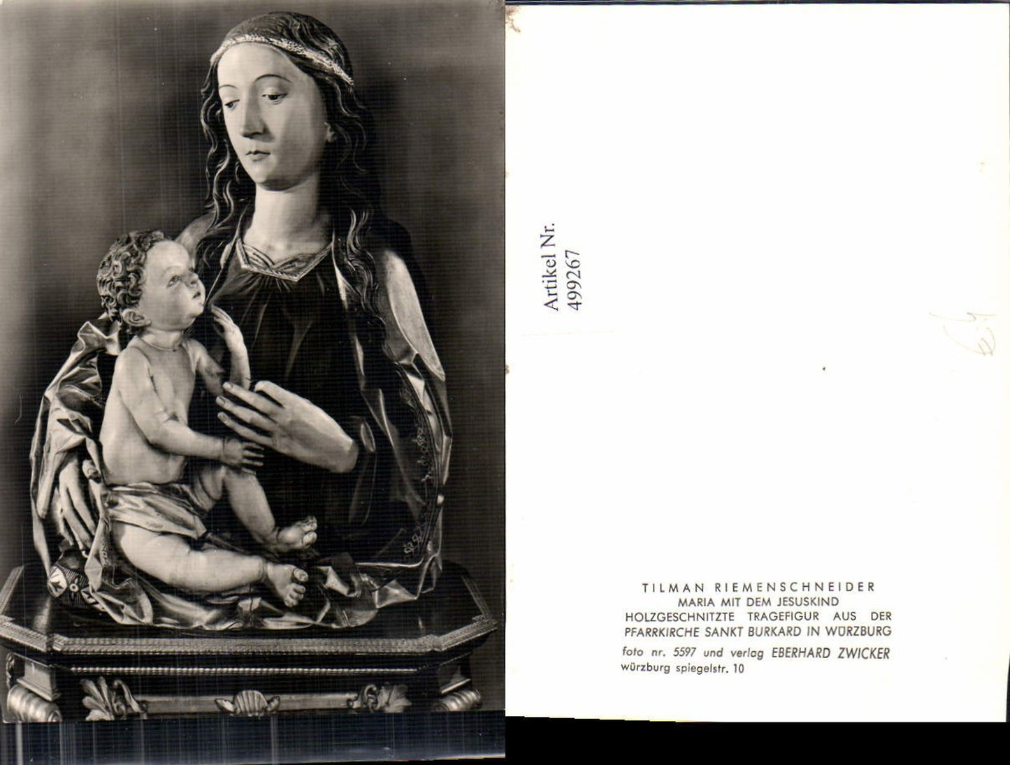499267,Plastik Figur Skulptur Tilman Riemenschneider Maria m. d. Jesuskind Würzburg Religion