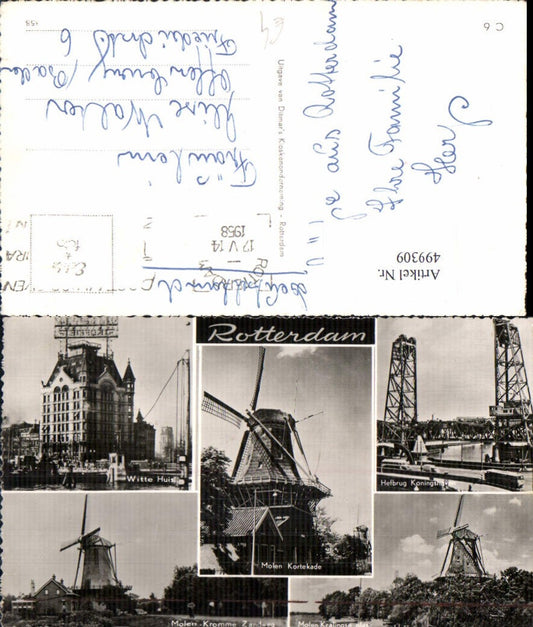 499309,Foto Ak Windmühle Rotterdam Witte Huis Molen Kortekade