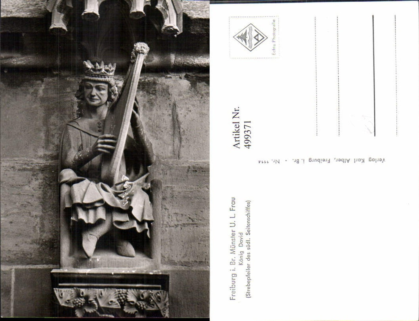 499371,Plastik Figur Skulptur König David Strebepfeiler Freiburg i. Breisgau Münster