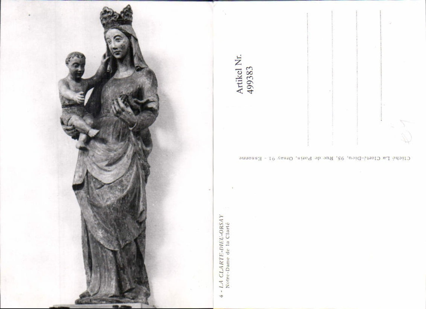 499383,Plastik Figur Skulptur La Clarte-Dieu-Orsay Notre-Dame de la Clarte