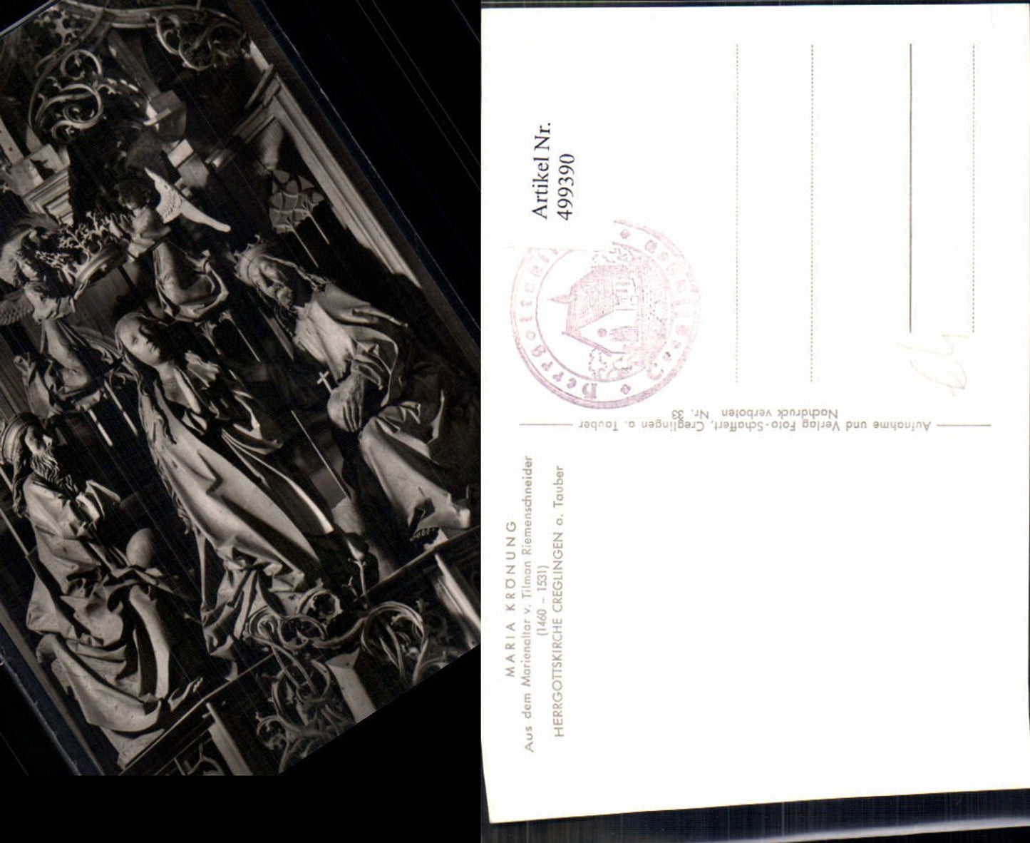 499390,Plastik Figur Skulptur Maria Krönung Tilman Riemenschneider Creglingen a. Tauber