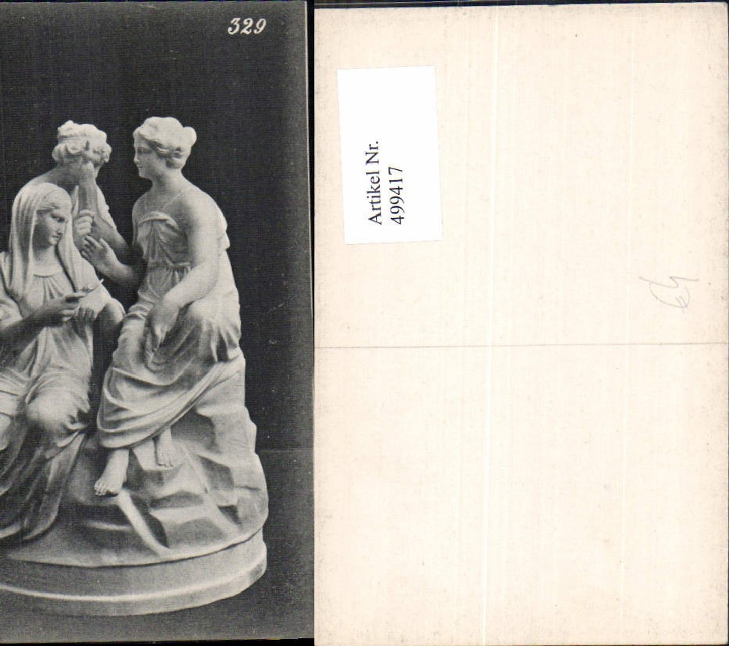 499417,Plastik Figur Skulptur Frauen m. Flöte Puppe