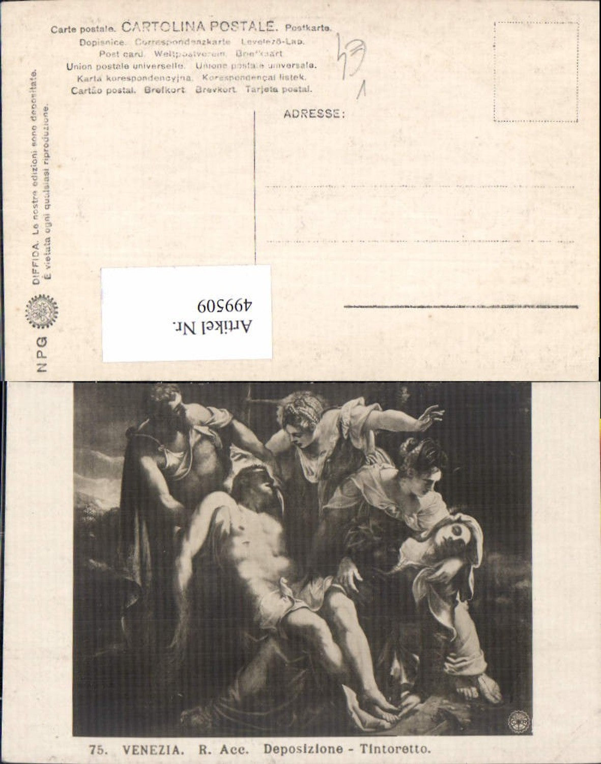 499509,Künstler Ak Tintoretto Deposizione Jesus Tod Religion pub NPG