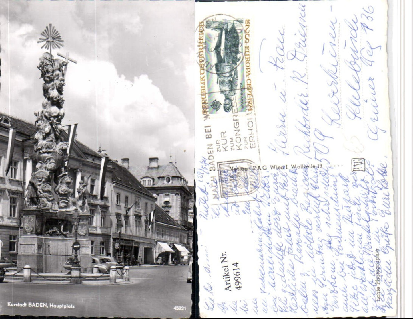 499614,Baden Hauptplatz Dreifaltigkeitssäule