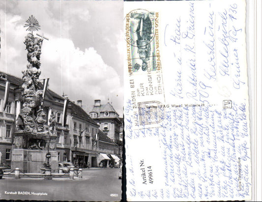 499614,Baden Hauptplatz Dreifaltigkeitssäule