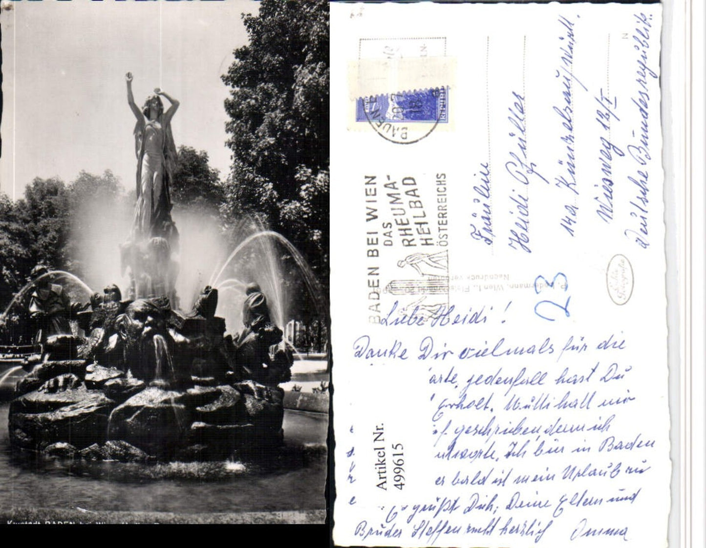 499615,Baden b. Wien Undine Brunnen im Kurpark