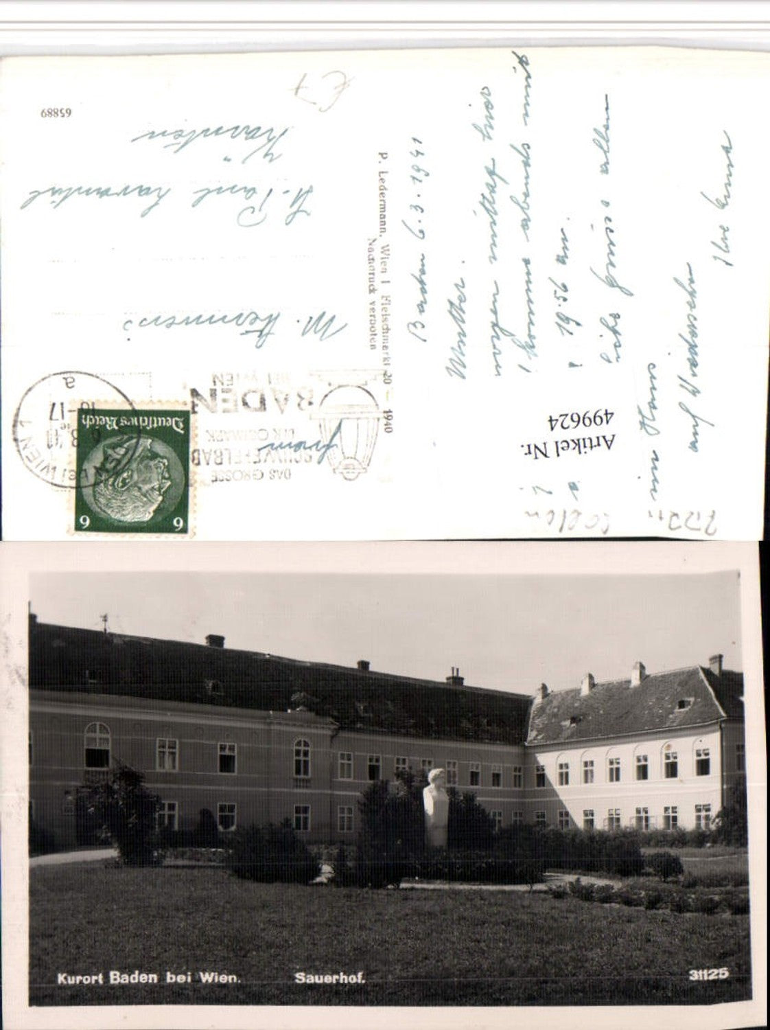 499624,Baden b. Wien Sauerhof Denkmal Büste