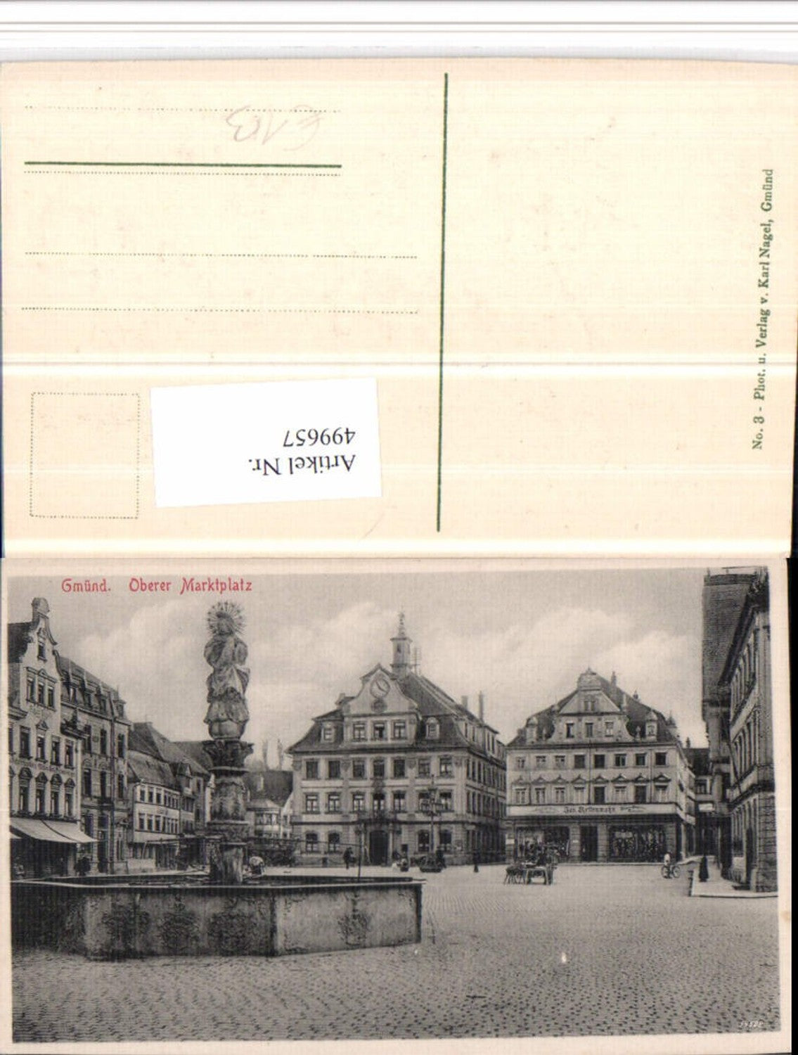 499657,Gmünd Oberer Marktplatz Brunnen Rathaus