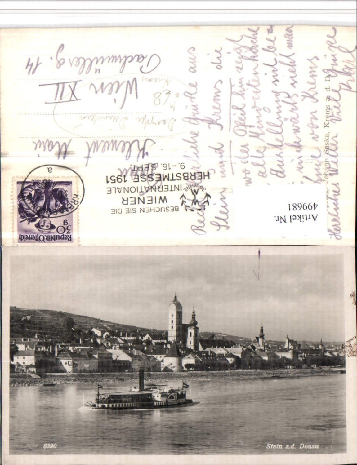 499681,Krems an d. Donau Stein Totale Dampfer Dürnstein