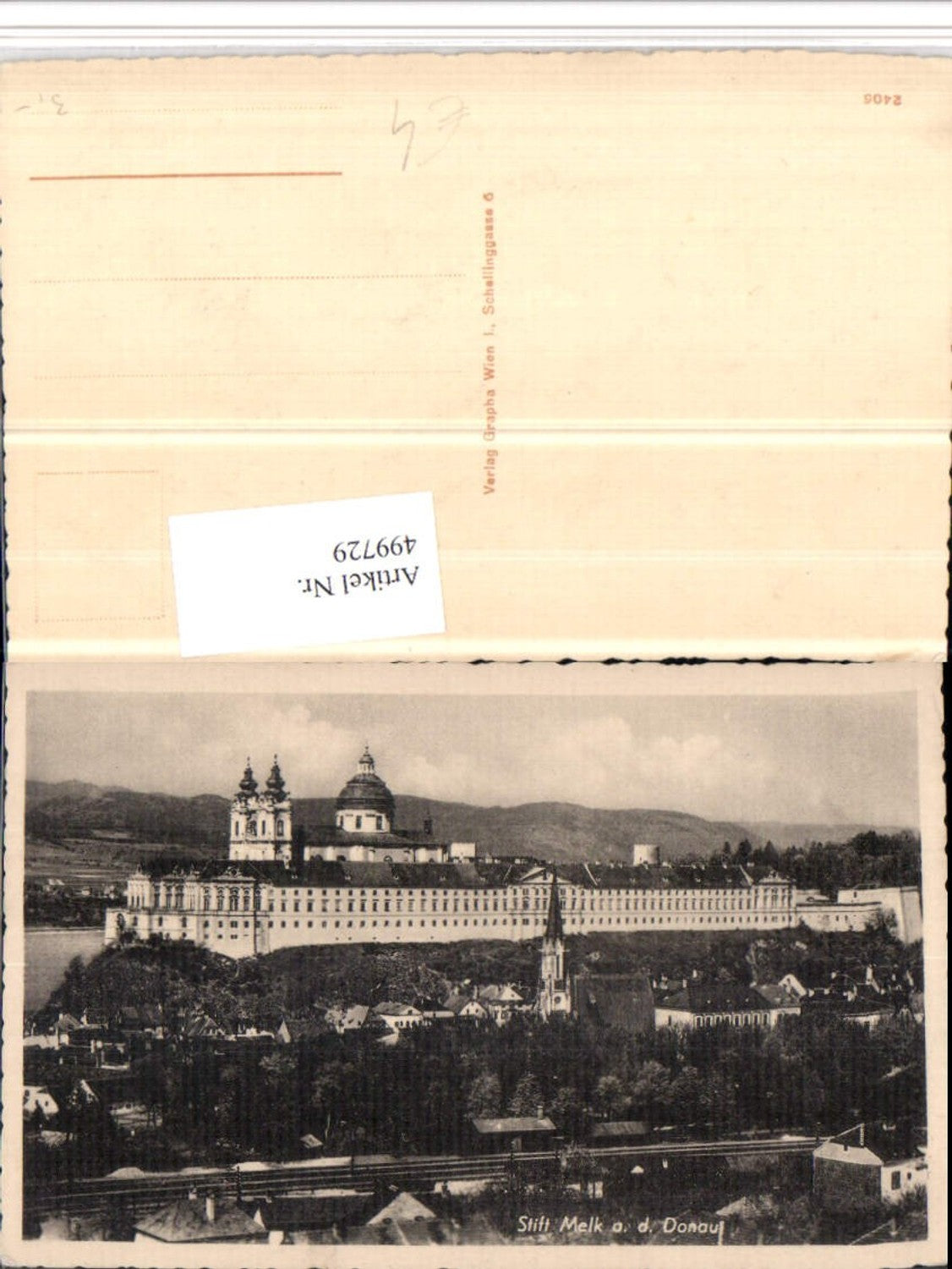 499729,Melk an d. Donau Teilansicht m. Stift