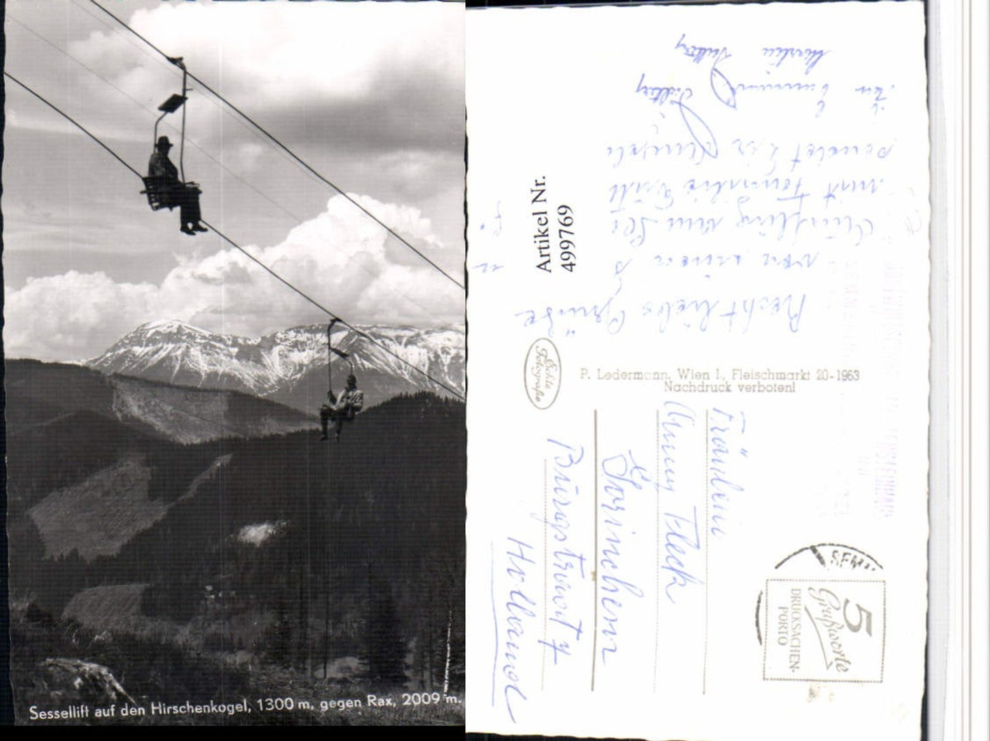 499769,Sessellift auf den Hirschenkogel b. Semmering geg. Rax Bergkulisse