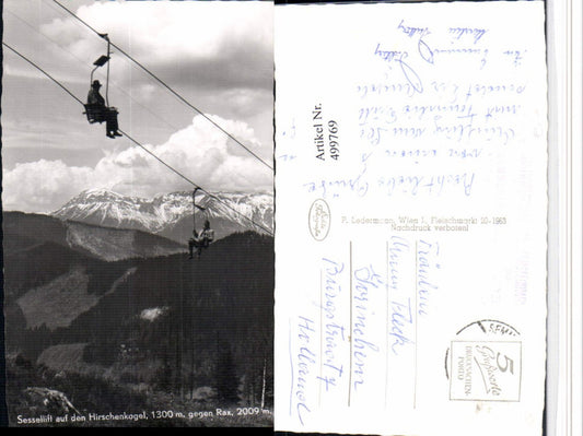 499769,Sessellift auf den Hirschenkogel b. Semmering geg. Rax Bergkulisse