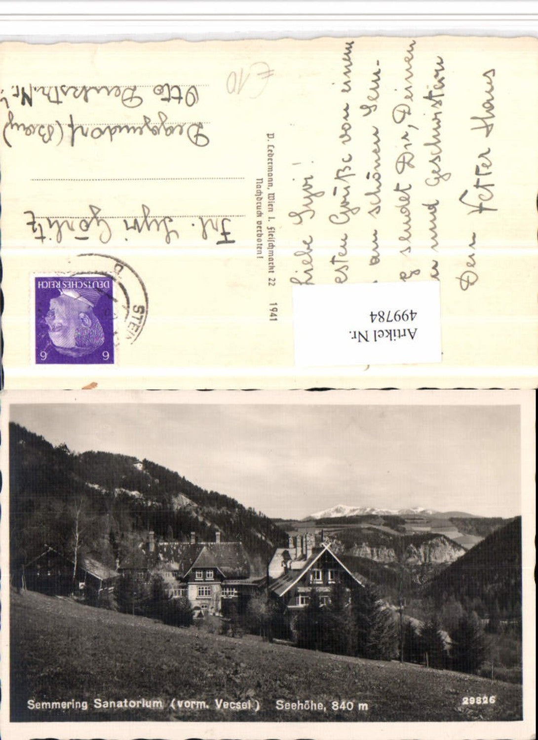 499784,Semmering Sanatorium Vecsei Bergkulisse