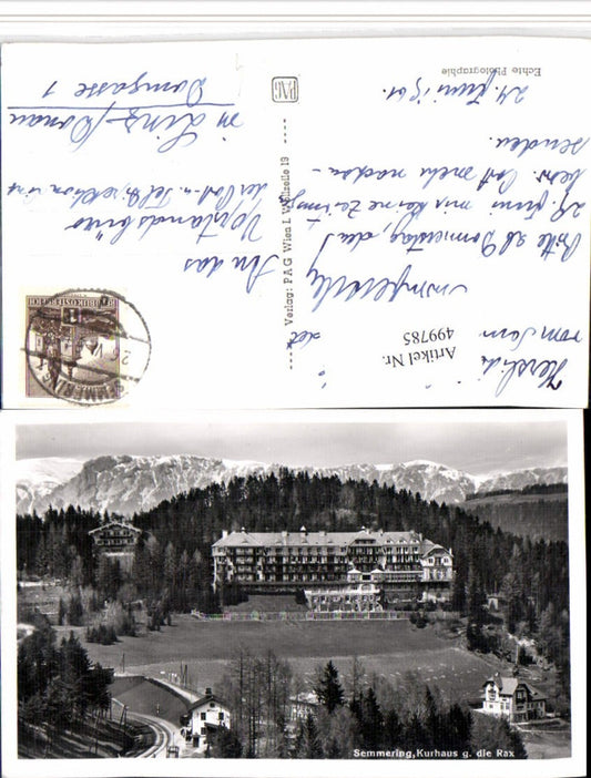 499785,Semmering Kurhaus geg. Rax Bergkulisse