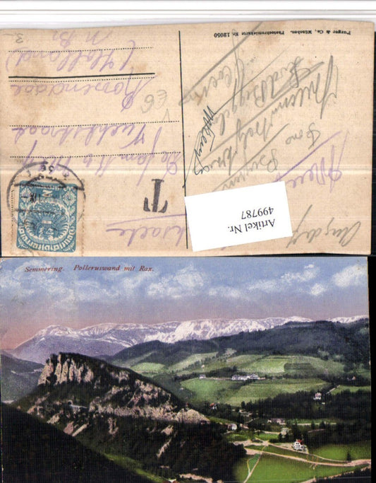 499787,Semmering Polleroswand m. Rax Bergkulisse pub Purger & Co 12050