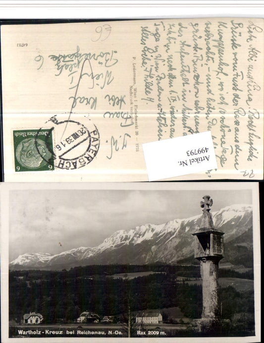 499793,Wartholz-Kreuz bei Reichenau geg. Rax Bergkulisse