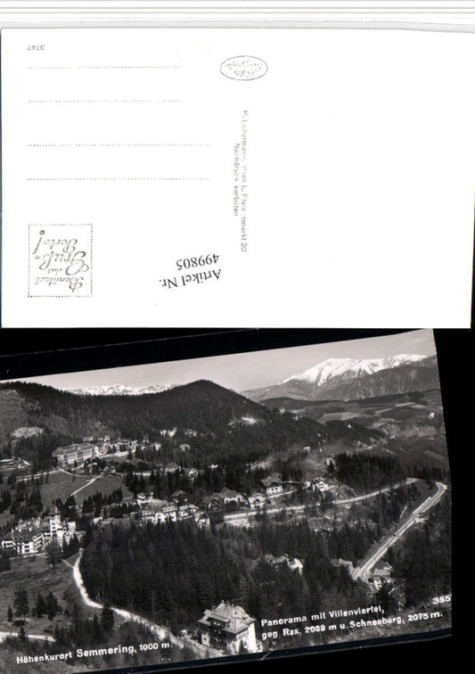 499805,Semmering Totale m. Villenviertel geg. Rax Bergkulisse