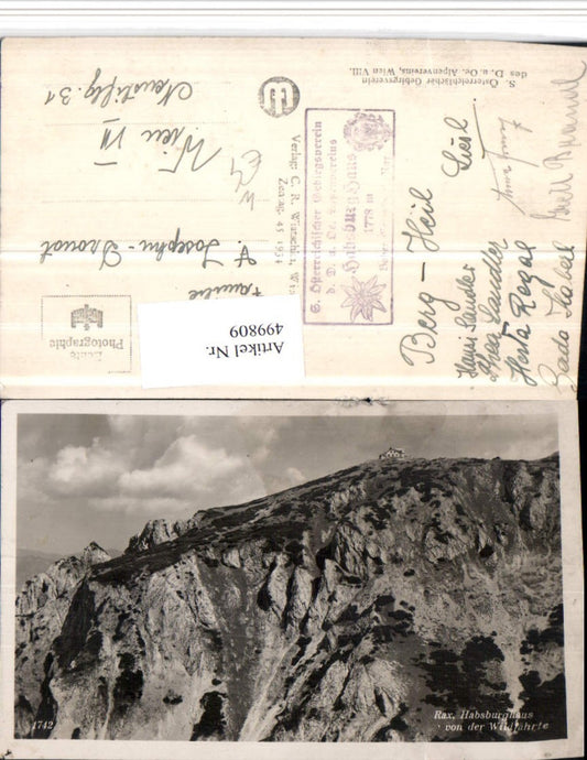 499809,Rax Habsburghaus Berghütte von d. Wildfährte b. Schwarzau