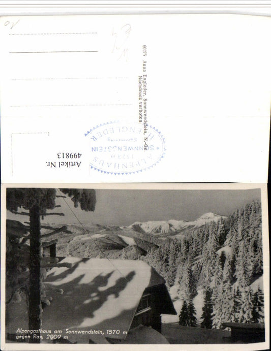 499813,Alpengasthaus am Sonnwendstein b. Semmering geg. Rax Winterbild