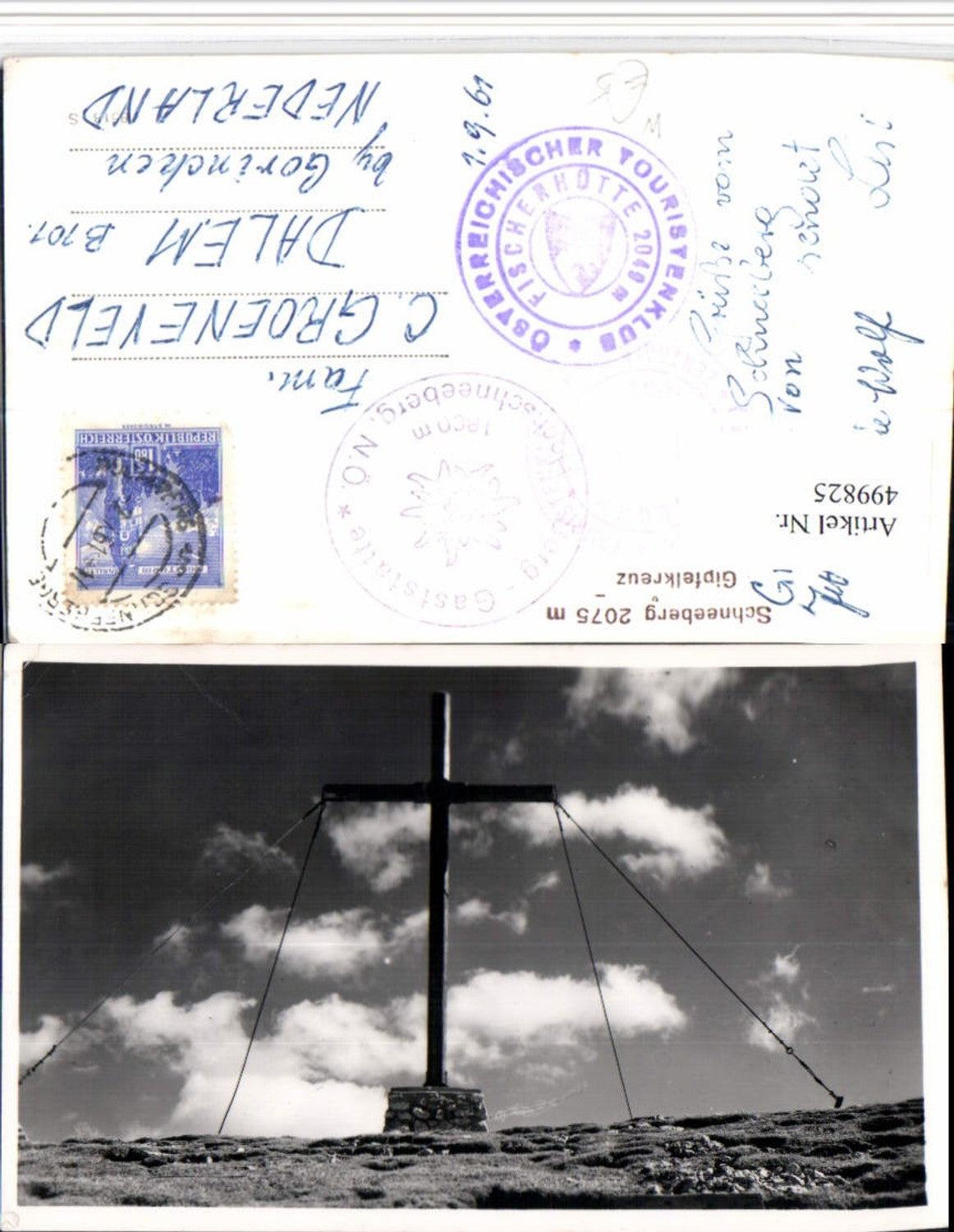 499825,Schneeberg b. Puchberg Gipfelkreuz Kreuz