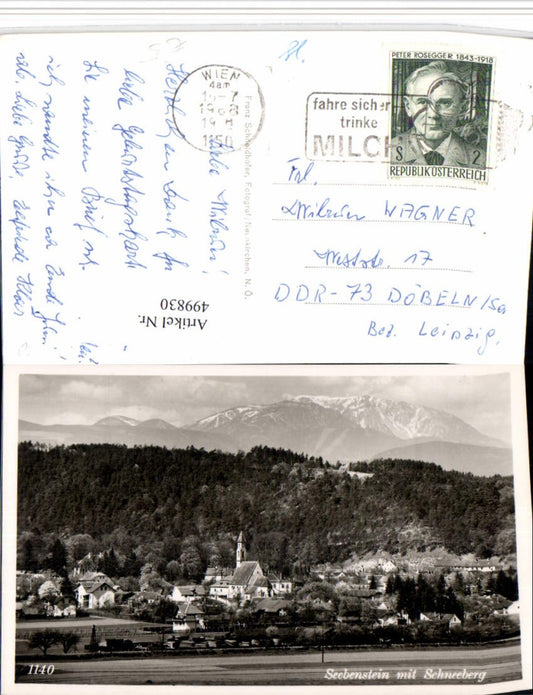 499830,Seebenstein Totale m. Schneeberg Bergkulisse
