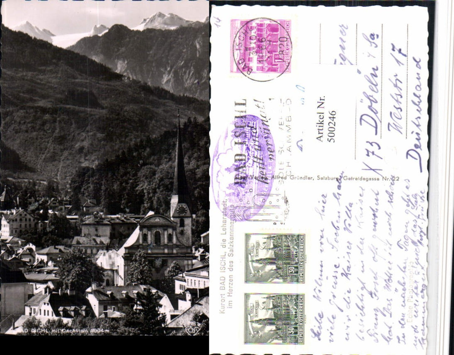 500246,Bad Ischl Teilansicht Kirche m. Dachstein Bergkulisse pub Cosy 718a