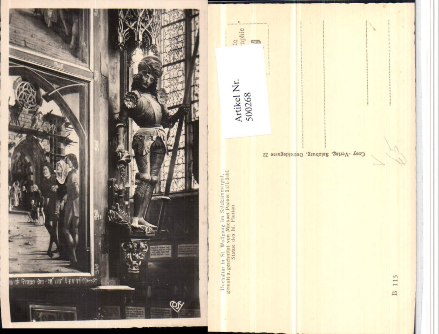 500268,St. Wolfgang Kirche Hochaltar Hl. Florian Statue pub Cosy