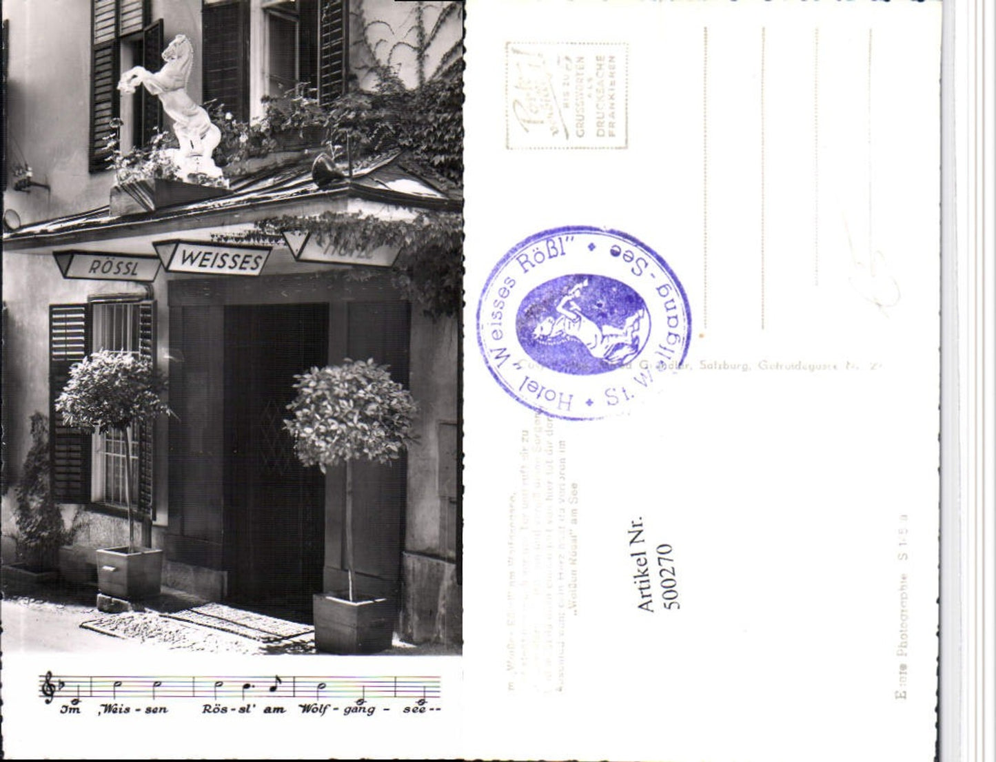 500270,St. Wolfgang Hotel Weißes Rössl Eingang Liedzeile