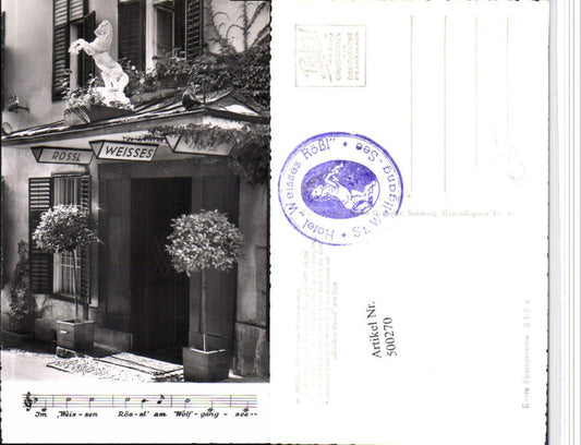 500270,St. Wolfgang Hotel Weißes Rössl Eingang Liedzeile