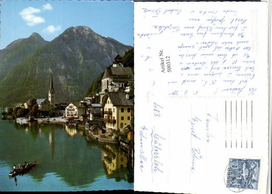 500312,Hallstatt am See Teilansicht Kirchen Bergkulisse