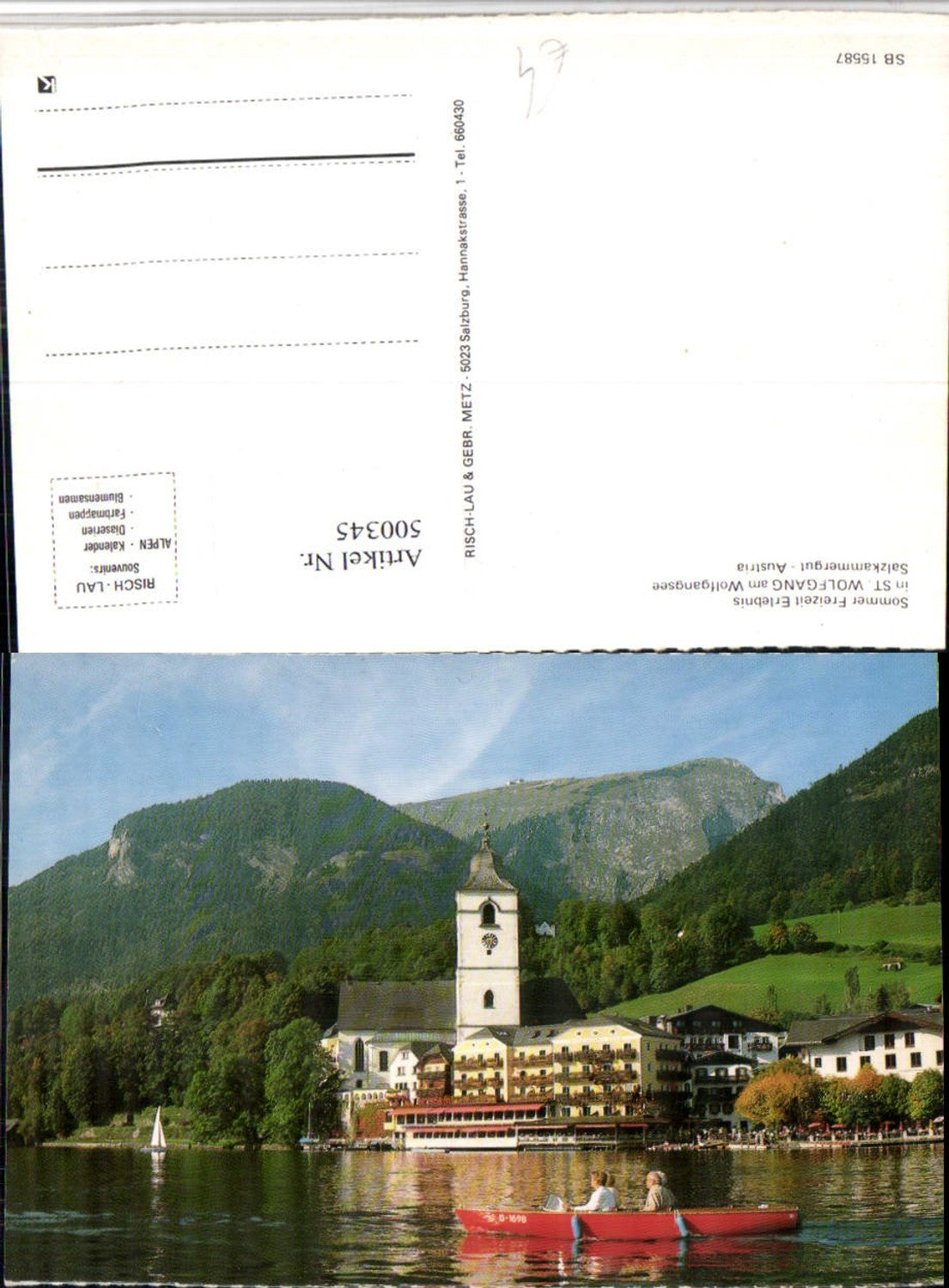 500345,St. Wolfgang am See Teilansicht Kirche Boot pub Risch-Lau