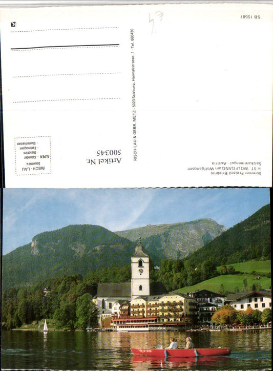 500345,St. Wolfgang am See Teilansicht Kirche Boot pub Risch-Lau