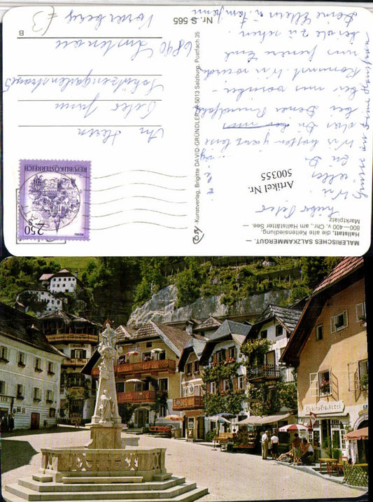 500355,Hallstatt Marktplatz Brunnen pub Cosy