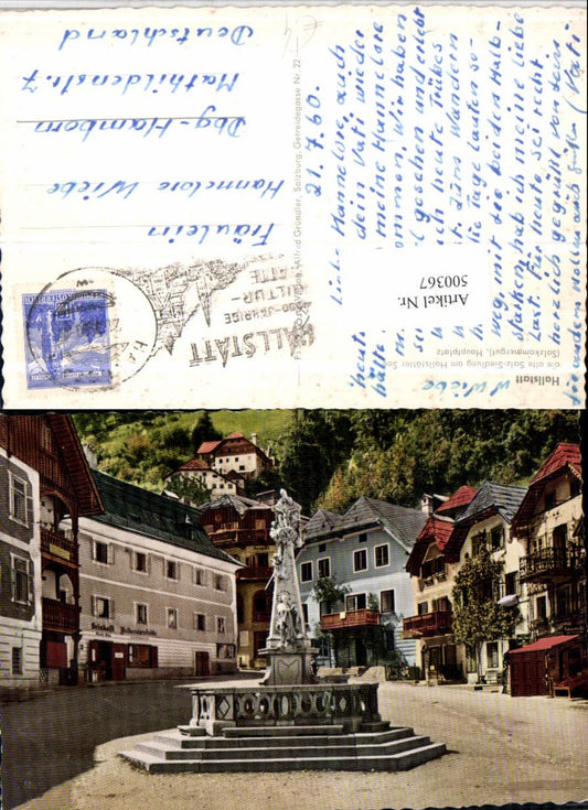 500367,Hallstatt Hauptplatz Brunnen pub Cosy