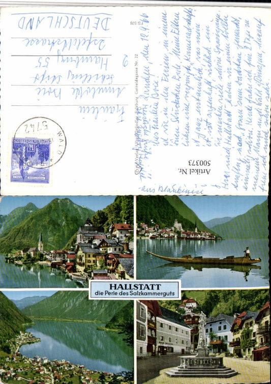 500373,Hallstatt am See Totale Zille Brunnen Mehrbildkarte pub Cosy